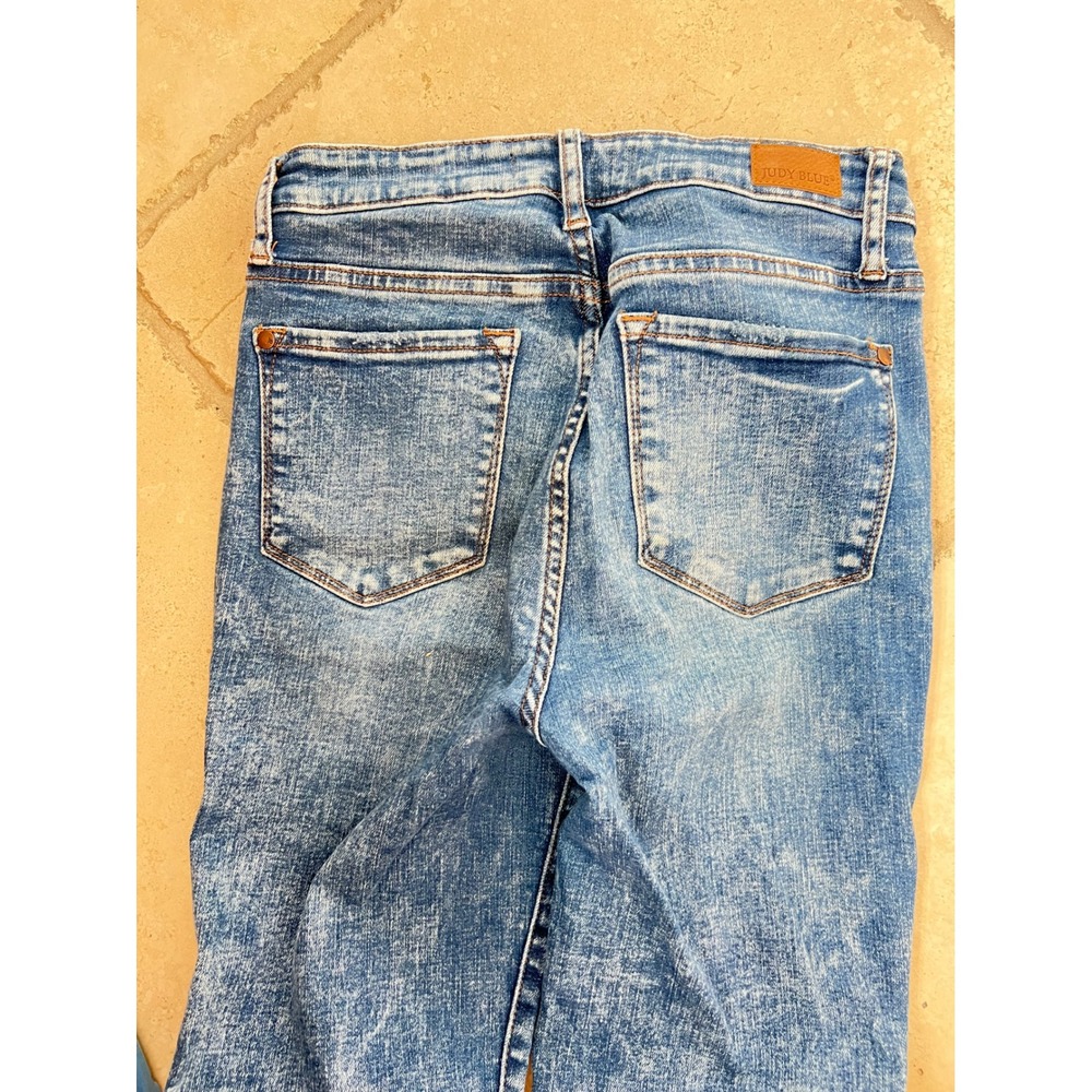 Judy Blue Womens 5/27 Skinny Fit Acid Wash Blue Stretch Jeans JB88158 Retro Boho - Picture 11 of 13